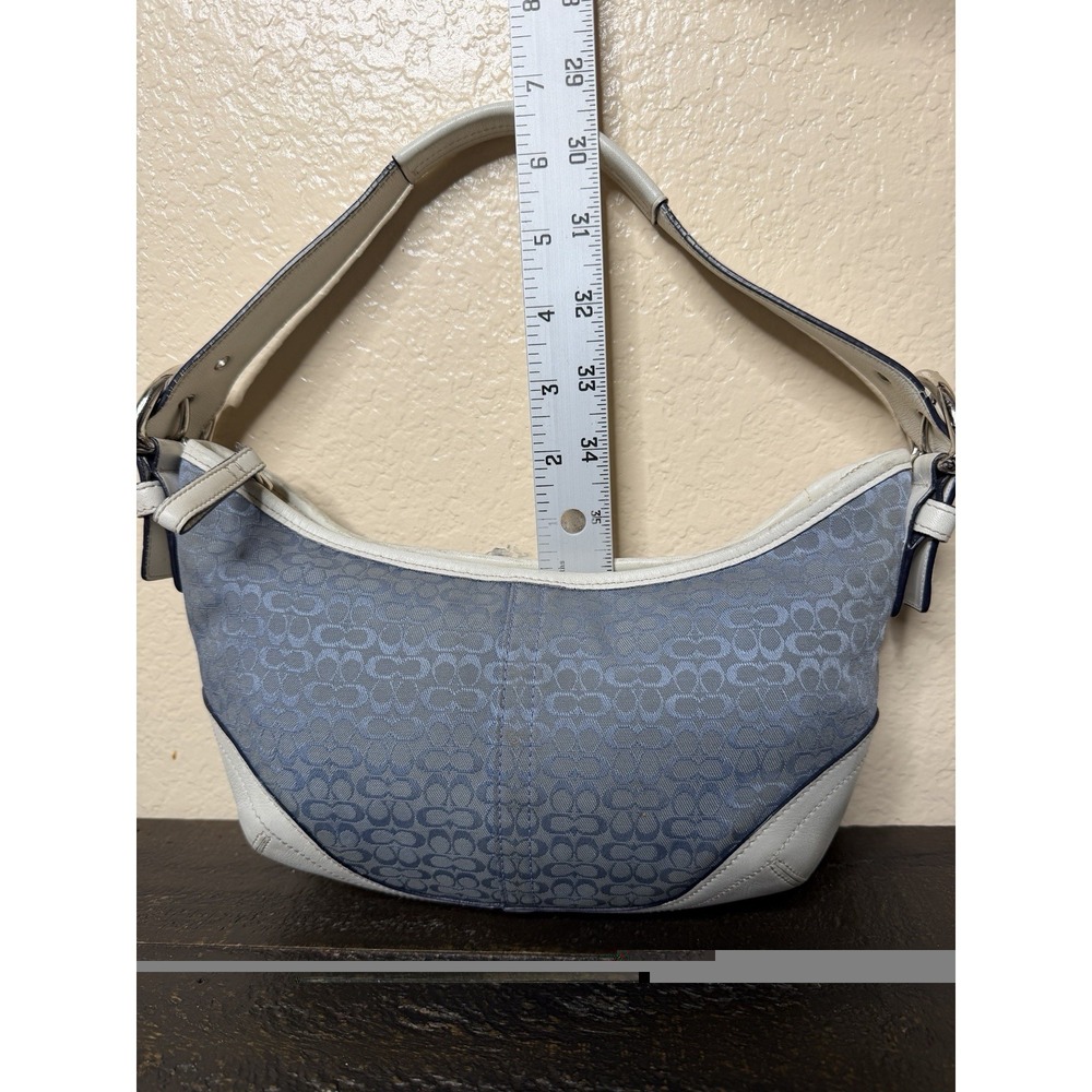 Coach Women's Y2K Blue Signature Jacquard Soho Mini Hobo Bag White Trim 6351 - Picture 14 of 15
